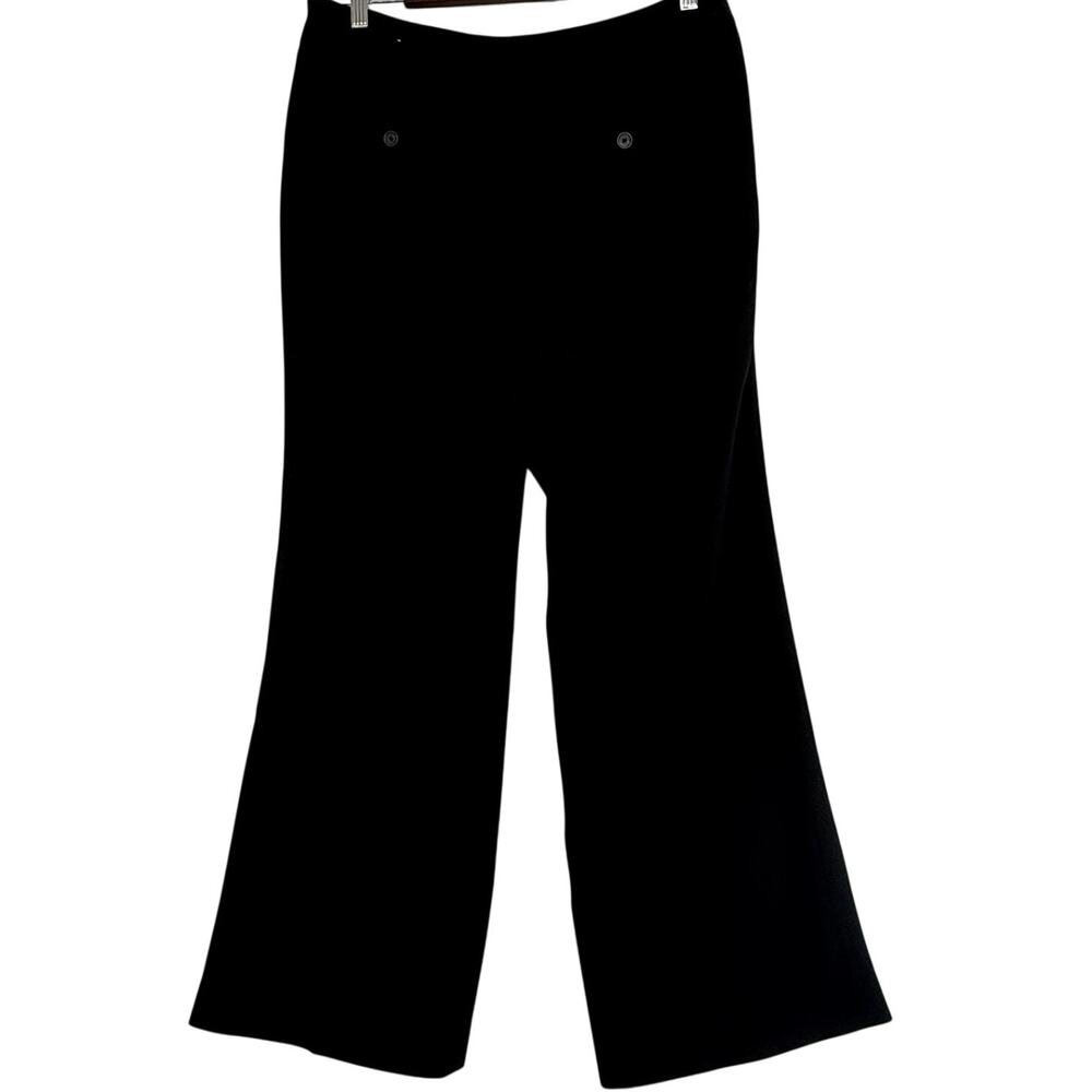 LOFT Kate Dress Pants Womens 12P Black Wide Leg Flat Front Petite Career
